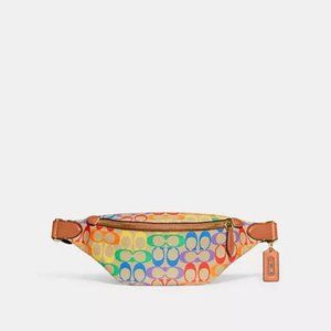 Coach Charter Belt Bag 7 In Rainbow Signature Canvas Fanny Pack